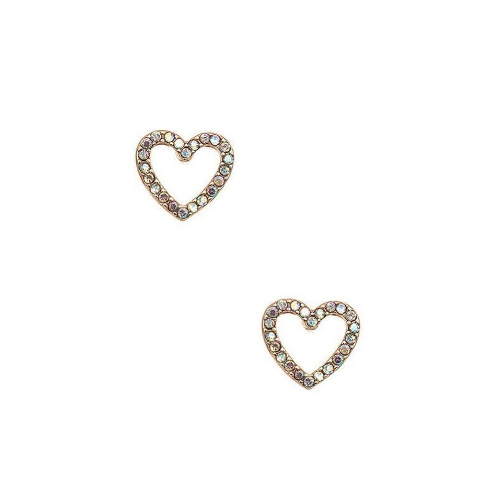 Heart Post Stud 1/2" Earrings in Aurora Rhinestones w Organza Gift Bag - Hey Viv
